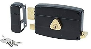 Bricard 1844 Serrure en applique horizontale tirage 2 entrées Cylindre 5 Goupilles Gauche, Noir