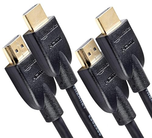 Amazon Basics 4K-HDMI-Kabel, 3 m, 18 Gbit/s Highspeed mit Ethernet, 4K@60Hz, 2 Stück, 2160p, Schwarz