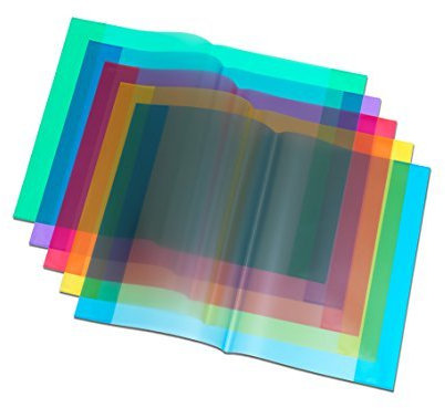 5 Heftumschläge / Hefthüllen DIN A4 / je 1x grün, rot, gelb, blau, violett