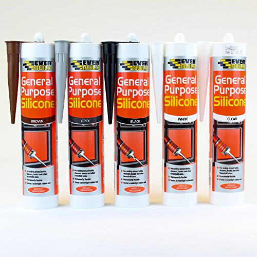 12X Everbuild General Purpose White Silicone Sealant Anti Fungal