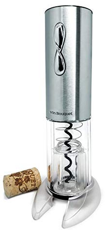 VB VIN BOUQUET FID 004 Sacacorchos eléctrico Compact, Incluye descapsulador y Cargador, Manganese Steel, Plata, 18 x 26.5 x 5.5 cm