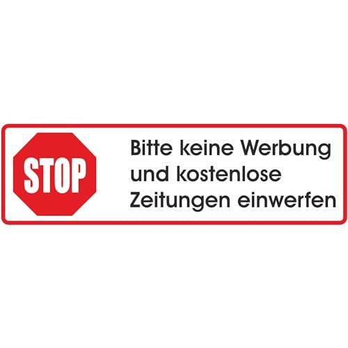 Keine Werbung! 1 weißer Briefkastenaufkleber 70x20 mm - Bitte keine Werbung und kostenlose Zeitungen einwerfen
