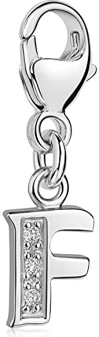Buchstaben Anhänger Silber 925 mit 3 Zirkonia - Alphabet Charms | Initialen Pendel Element für Armbänder und Ketten aus Sterlingsilber mit Steinen von MATERIA by Matthias Wagner