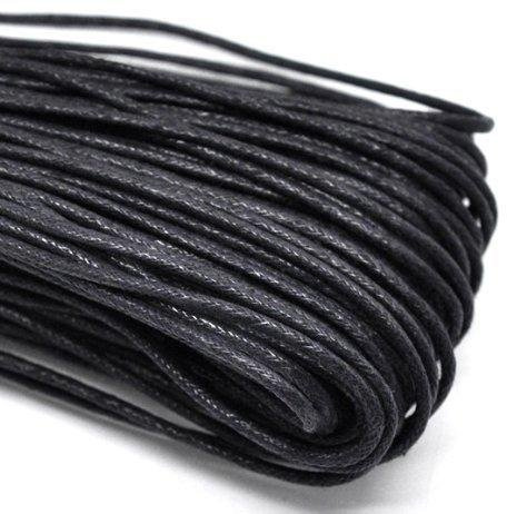 Cordicella per gioielli per la creazione di bracciali e collane, 10 m x 2,5 mm, Cotone, Black, 5 m