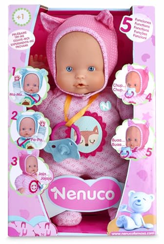 Nenuco - Blandito 5 Funzioni Rosa, Emette Suoni di Ciuccio e Succhiamento del Pollice come un Vero Bambino, Ride, Piange, Dice Mamma e Papà. Regalo per Bambini da 1 a 3 Anni FAMOSA (700014781)