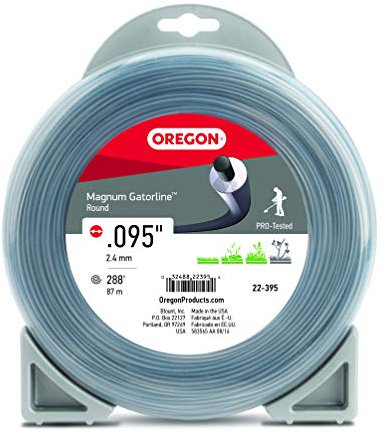 Oregon Magnum Gatorline 095 Trimmer Line Heavy Duty, Professional Round Weed Wacker String for Gas and Electric Grass Trimmer and Brushcutters, Fits Most Standard Models .095 x 288-Foot (22-395)