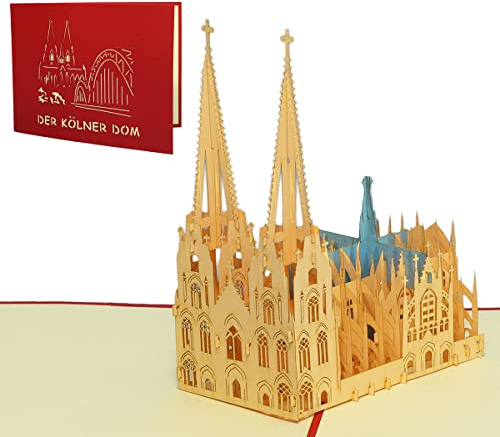 linpopup® Pop - Up 3D Karte Kölner Dom - Glückwunschkarte, Reisegutschein, Stadtbesichtigung Köln, Grußkarte Kirche Köln - Dom, N168