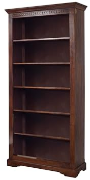 MASSIVMOEBEL24.DE | Oxford - massives Regal - lackiert | Nougat | Akazie | 6 offene Fächer | mit Kranz | 97x35x200 | Bücherregal Hochregal Standregal offenes Regal