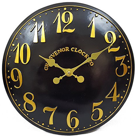 Outdoor indoor Black Garden Wall Clock Hand Painted church clock 30cm DS5109