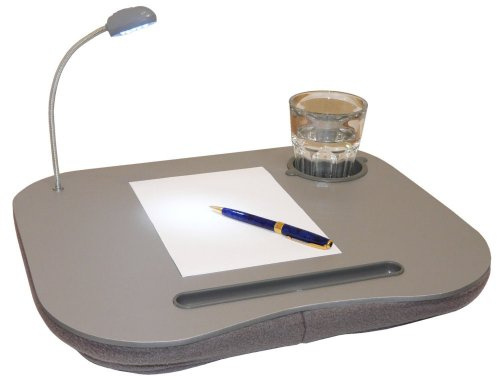 Safield Modern Silver Laptop Desk with Light, Cushion