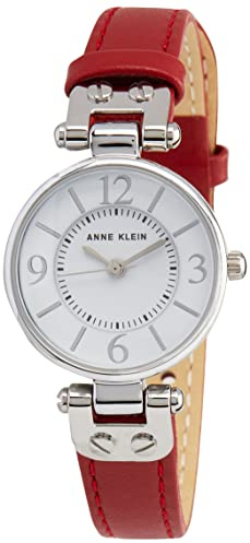 ANNE KLEIN damklocka med läderarmband, Röd