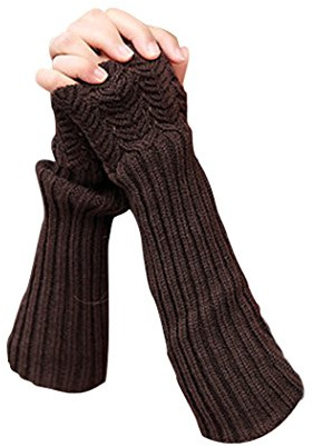 NOVAWO Damen Winter Warmer Strick Lange Handschuhe Fashion Armlinge