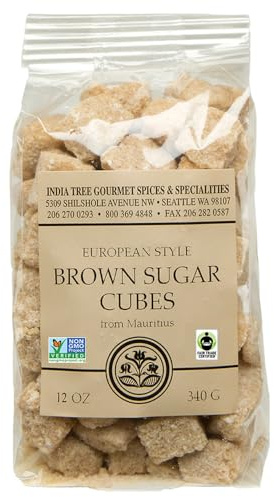 Pure Brown Sugar Cubes, All-Natural Gourmet Sweetener for Coffee, Tea, and Baking, 12 Oz Bag (Pack of 1)