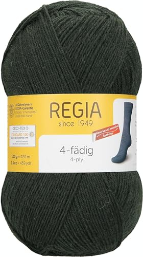 REGIA 4-fädig Uni 9801268-01994 loden Handstrickgarn, Sockengarn, 100g Knäuel