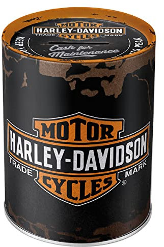 Nostalgic-Art Salvadanai retrò, Harley-Davidson – Genuine – Idea Regalo per Amanti di Moto, Salvadanaio in Metallo, Scatola dei Soldi lamiera, 1 l