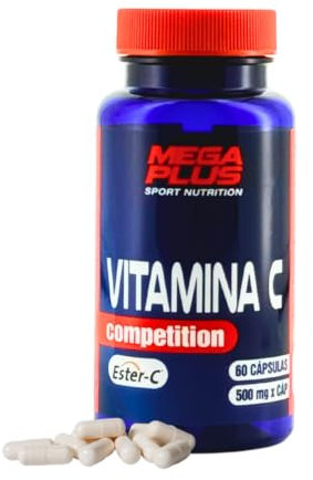 Vitamina C - No ácido - ester- c - Mega Plus Competition - Refuerza el Sistema Inmunitario y reduce la fatiga - Pura - Sin Aditivos - Sin sabor - 60 capsulas - 500mg