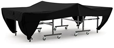 Covermates Ping Pong Table Cover – Water-Resistant All-Weather, Heavy-Duty Vinyl with Soft Lining, Elastic Hem and Buckle Straps, Indoor Outdoor Table Tennis Cover, 110W x 60D x 30H, Black