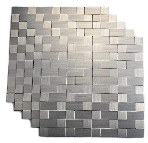 Yipscazo Peel and Stick Tile Backsplash, Stainless Steel Stick on Tile for Kitchen Wall