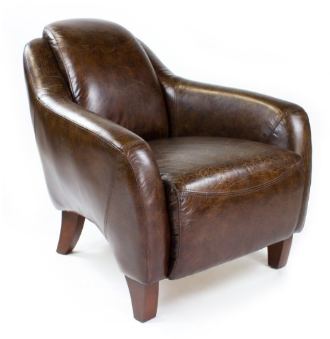 Phoenixarts Echtleder Vintage Sessel Ledersessel Braun Design Lounge Clubsessel