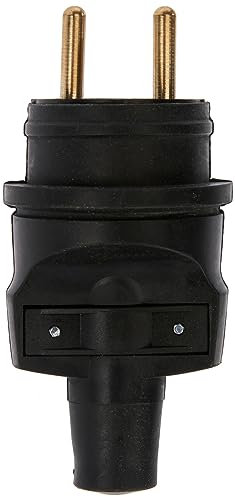 Fiche Mâle 16A, Type E – Français 2P+T, Fiches a Sortie, Caoutchouc, Noir - Lébénoïd