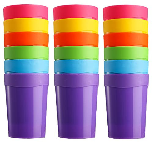 Bekith 18pc Plastic Cup Reusable 400ML Children’s Kids Durable Plastic Drinking Cups BPA-Free Rainbow Tumblers for Kids, Kitchen, Outdoor Parties, Picnics, BBQ’s, Travels, 6 Colors