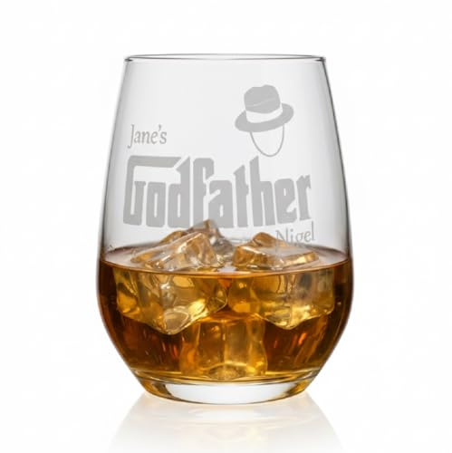 County Engraving Personalised Godfather Crystal Whisky/Whiskey Glass in Blue Gift Box - Enter Your Own Custom Text