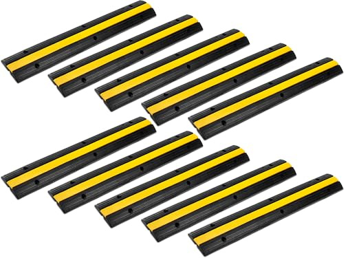 10x Pronomic Protector 1-100N Kabelbrücke 1-Kanal mit Steckverbindung 100 x 15 x 3 cm - Kabelkanal aus Kunststoff für Versanstaltungen - Kabel Überfahrschutz für Boden - Schwarz/Gelb