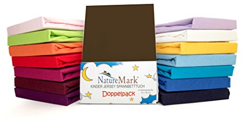 2er Sparpack Kinder Spannbettlaken Jersey 100% Baumwolle für Kinderbettmatratzen ÖKO Tex Geprüft- Gr. 70 x 140 cm, Schokobraun / Dunkelbraun