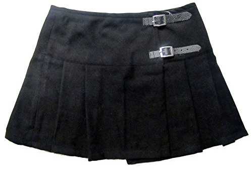 Viper London - Minigonna Scozzese a Pieghe con Spilla - 33 cm - Nero - 40