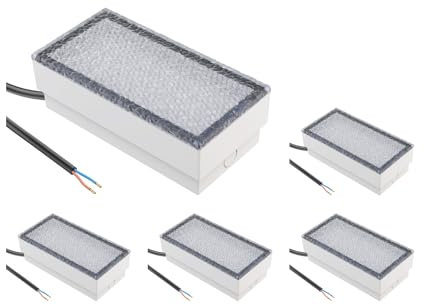 ledscom.de 5 LED per pavimentazione in pietra da incasso a terra CUS per esterni, IP67, angolare, 20 x 10 cm, 2,8 W, 251lm, bianco caldo