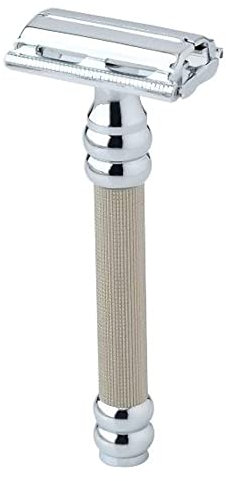 Pearl Rasoio di Sicurezza SBF-11, Classico, Ottone, Uomini, Unisex Adulti, Argento