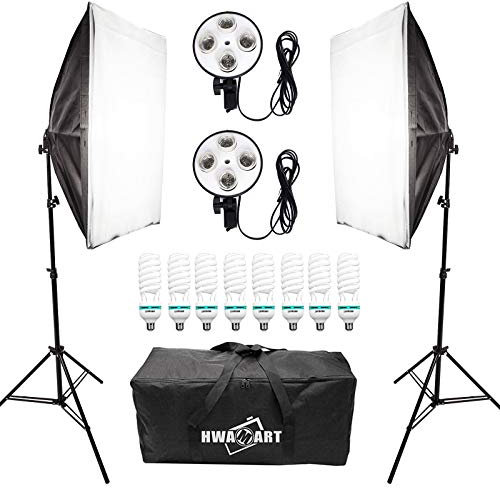 Photographie Kit Eclairage Softbox Studio Photo avec 8x135W Ampoule CFL 5500K, Douille E27 4 en 1, Softbox, Support de Lumière, Sac de Transport pour Portrait Produit Tournage Vidéo Youtube