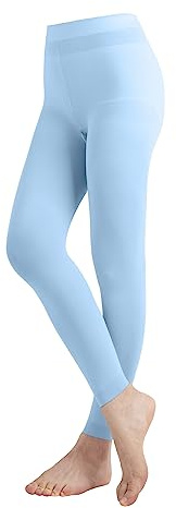 Butterfly EMEM Apparel Girls' Kids Childerns Solid Colored Dance Ballet Custume Microfiber Opaque Footless Tights Leggings Stocking Light Blue 12-14