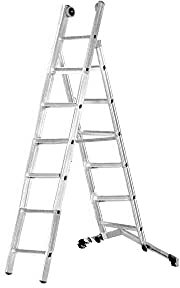 Echelle transformable aluminium 2 plans avec pied télescopique réglable de 83 à 128cm
