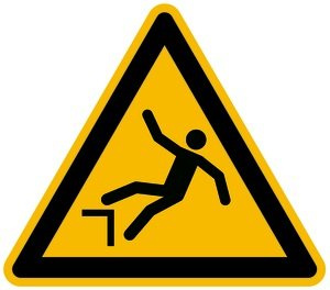 LEMAX® Aufkleber Warnschild, Warnung vor Absturzgefahr W008 DIN EN ISO 7010 Folie selbstkl. gelb/schwarz, 200mm