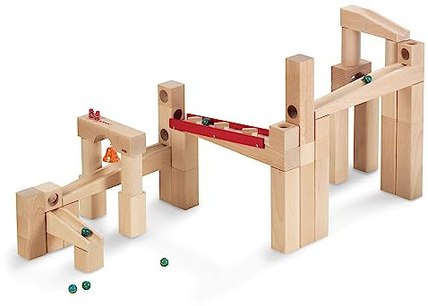 Haba 1136 - HABA Kugelbahn-Bausatz, Holzkugelbahn für Kinder ab 4 Jahren, mit 42 Teilen