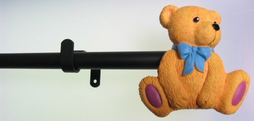 DécoProfi Gardinenstangen Schwarz 1-läufig Ø 16 mm L: 320 cm I Teddy Gardinen/Vorhangstange im Set I Inklusive Träger, Befestigung und Endstücke I Wandbefestigung