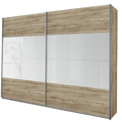Rauch Möbel QUADRA, Schrank, Eiche Sanremo/Hochglanz weiß, Breite 226 cm