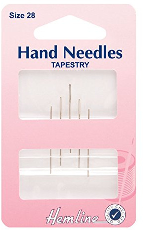 Hemline Sticknadeln: Gr. 28, Metall, Stumpf, für Nähen, Stickerei, Quilten, Kreuzstich, Lederarbeiten, 6 Stück