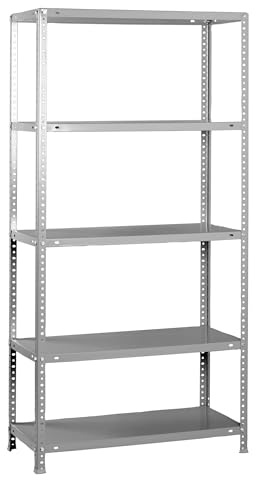 SimonRack Förvaringshylla 5 Hyllplan, 2000x1000x300 mm – Garagehylla i Grå, 75 kg Belastning per Hyllplan - Simon Classic