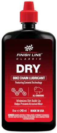 Finish Line Dry Bike Chain Lube, 8 oz Squeeze Bottle - Ceramic Dry Wax Lubricant, Dirt and Dust Resistant