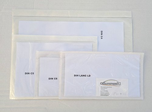 Lieferscheintaschen Dokumententaschen C6, LD, C5, C4, ohne druck transparent (transparent, C5 1000 St.)