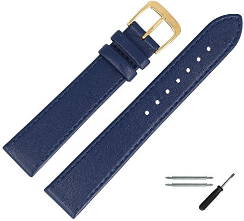 MARBURGER Uhrenarmband 18mm Leder Glatt Mit Naht - Werkzeug Montage Set 75918