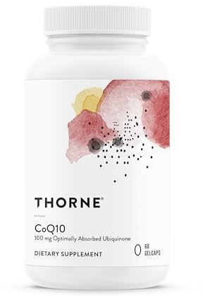 THORNE - CoQ10 - 100mg Optimally Absorbed Ubiquinone Supplement - Supports Heart Health, Brain Function, Cellular Energy Production & Healthy Aging* - Third-Party Certified - Gluten-Free - 60 Softgels