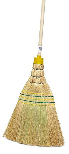 2 Stück Sorex Industrie-Reisstrohbesen Profi Kehrbesen extra volle Qualität, gelbe Kappe, 5 Naht, Länge 1,45m, Set by Danto®
