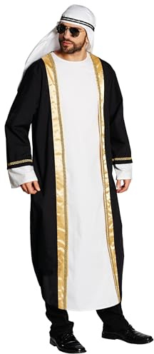 PartyXPeople Kostüm Araber | Scheich Verkleidung | Sultan Orientale Beduine Karneval Fasching | schwarz-weiß 14907-XXL