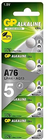 GP Battery Batteries AG13 Knopfzelle LR 44 Alkali-Mangan 110 mAh 1.5V 5St., 05076AC5