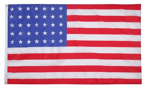 AZ FLAG Drapeau USA 35 étoiles 150x90 cm Polyester 100D 2 Œillets | Usage intérieur et extérieur Drapeau décoratif américain avec 35 étoiles coutures doubles et bords renforcés
