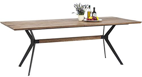 Kare Design Tisch Downtown, Braun, 6-8 Personen, Massivholz Esstisch, Großer Esszimmertisch, Skandi-Style, Minimalistich, Geölt Eichenholz, Stahl Gestell, Vielseitig Anwendbar, 78x100x220 cm (HxBxT)