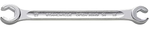 Stahlwille 41081011 Double Ended Open Ring Spanner No. 24 with Hexagon, Size 10 x 11mm, Metric, Head angled at 10 deg, Chrome Plated Finish, Made in Germany